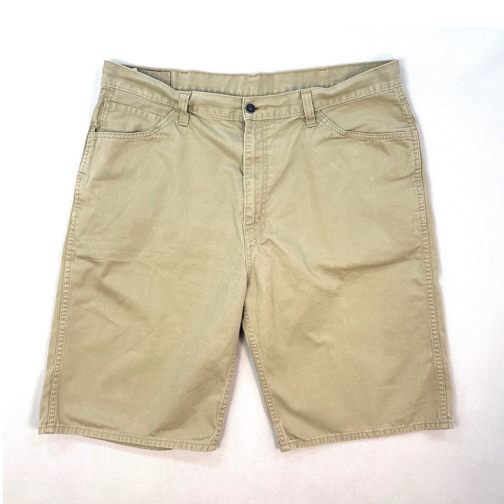 Levis 569 Loose Straight Shorts Mens 40 Tan Khaki Cotton Twill Casual